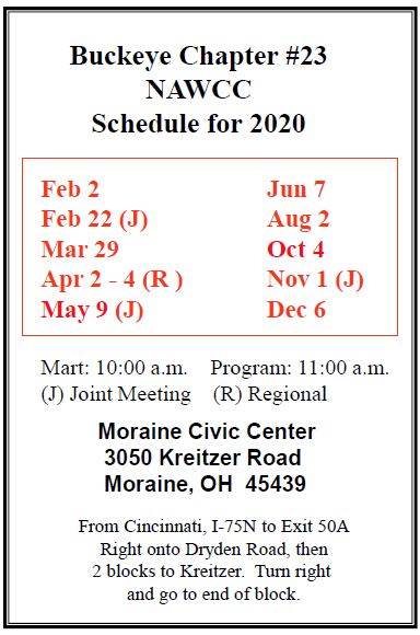 Meeting Schedule 2020